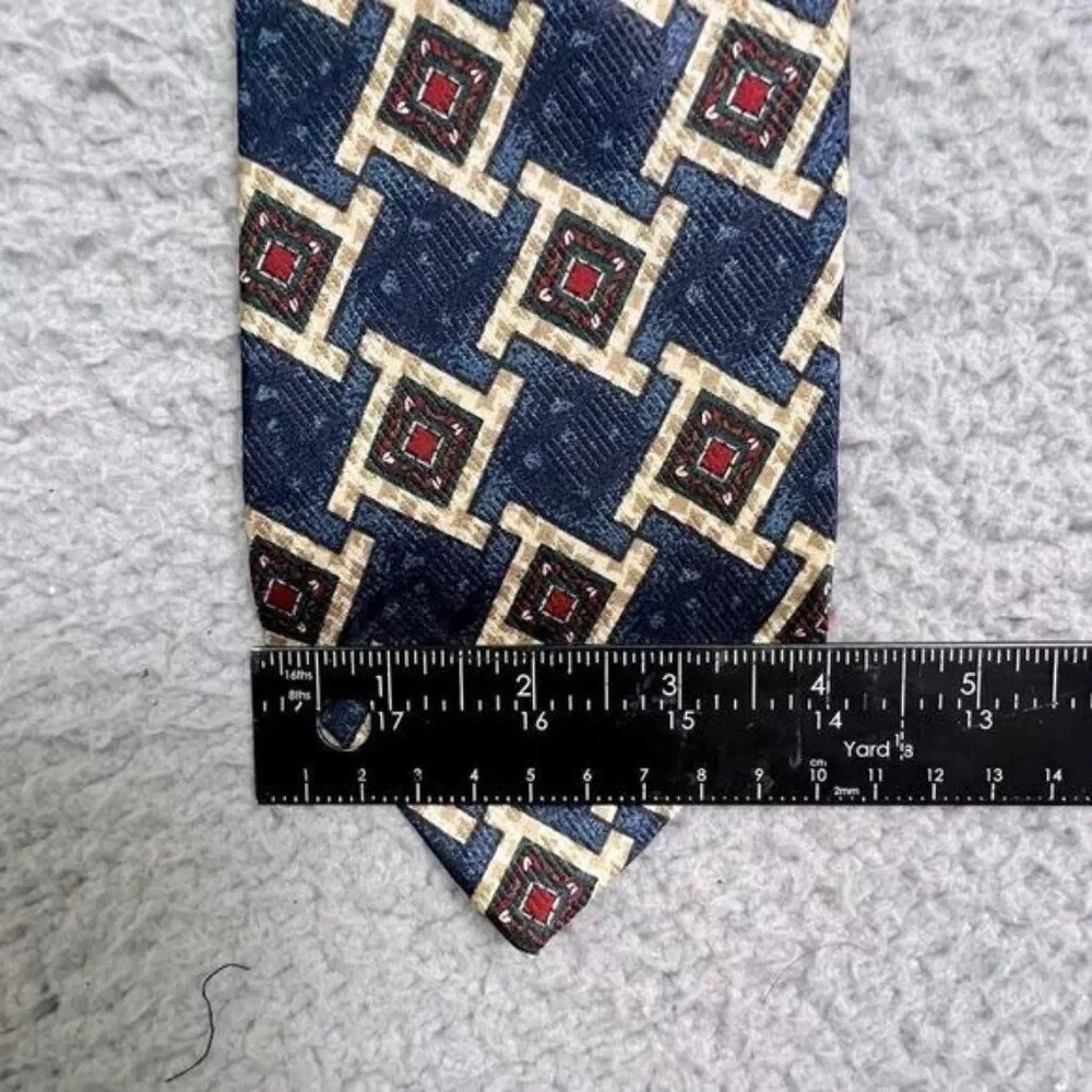 GIVENCHY MENS SILK TIE BLUE WITH GEOMETRIC SHAPES